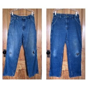 Carhartt mens carpenter jeans distressed vintage 34 x 32 lot of 2 holes